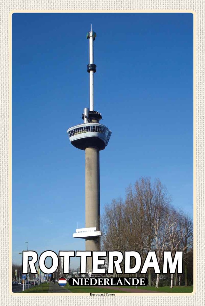 Holzschild 30x20 cm Rotterdam Niederlande Euromast Tower Bildmotiv Reisemotiv Europa