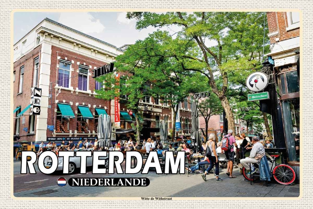 Holzschild 20x30 cm Rotterdam Niederlande Witte de Withstraat Bildmotiv Reisemotiv Europa