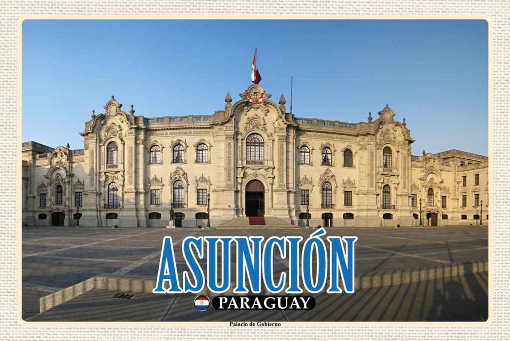 Holzschild 20x30 cm Asuncion Paraguay Palacio de Gobierno Bildmotiv Reisemotiv Abenteuer Reisen