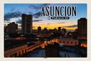 Holzschild 20x30 cm Asuncion Paraguay Skyline Sonnenuntergang Bildmotiv Reisemotiv Abenteuer Reisen
