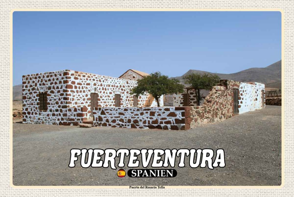 Holzschild 20x30 cm Fuerteventura Spanien Puerto Rosario Tefia Bildmotiv Reisemotiv Europa