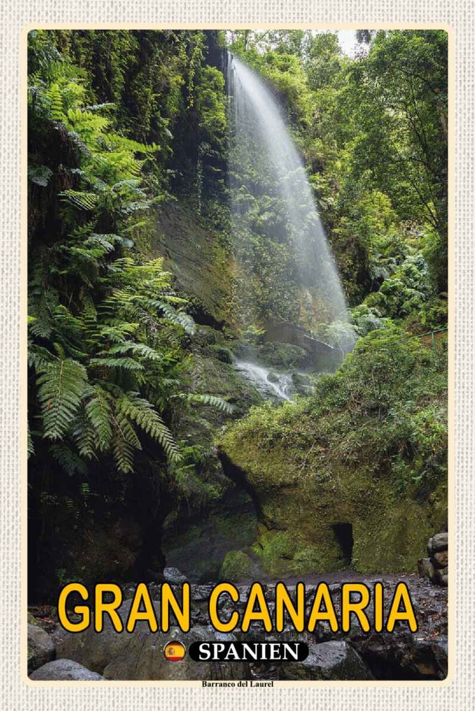 Holzschild 30x20 cm Gran Canaria Spanien Barranco del Laurel Bildmotiv Reisemotiv Europa