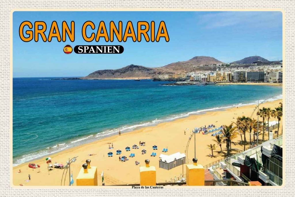 Holzschild 20x30 cm Gran Canaria Spanien Playa de las Canteras Bildmotiv Reisemotiv Europa