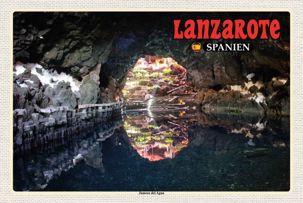 Holzschild 20x30 cm Lanzarote Spanien Jameos del Agua Bildmotiv Reisemotiv Europa