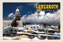 Holzschild 20x30 cm Lanzarote Spanien Teguise Stadt Kirche Bildmotiv Reisemotiv Europa