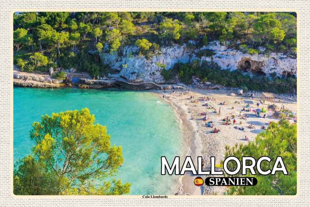 Holzschild 20x30 cm Mallorca Spanien Cala Llombards Bucht Bildmotiv Reisemotiv Europa