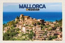 Holzschild 20x30 cm Mallorca Spanien Deià Meer Kleinstadt Bildmotiv Reisemotiv Europa