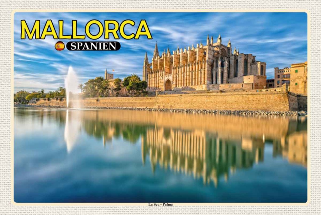 Holzschild 20x30 cm Mallorca Spanien La Seu Palma Kathedrale Bildmotiv Reisemotiv Europa