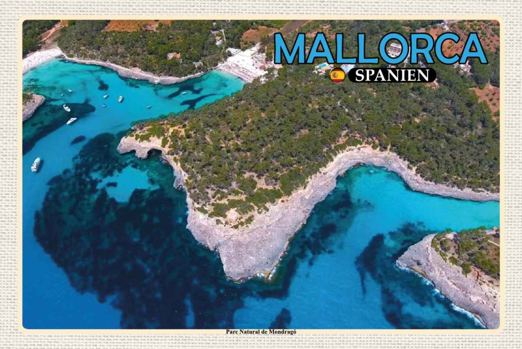 Holzschild 20x30 cm Mallorca Spanien Parc Natural de Mondragó Bildmotiv Reisemotiv Europa