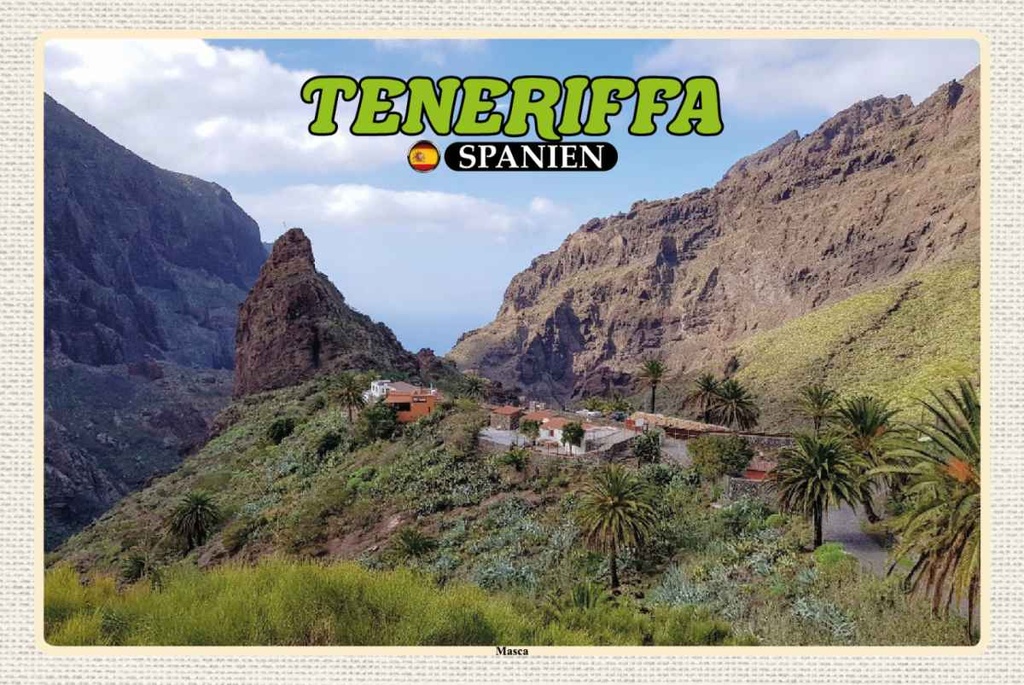 Holzschild 20x30 cm Teneriffa Spanien Masca Bergdorf Gebirge Bildmotiv Reisemotiv Europa