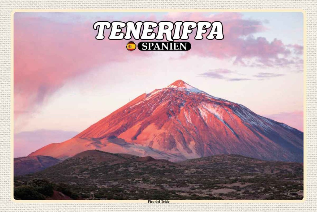 Holzschild 20x30 cm Teneriffa Spanien Pico del Teide Berg Bildmotiv Reisemotiv Europa