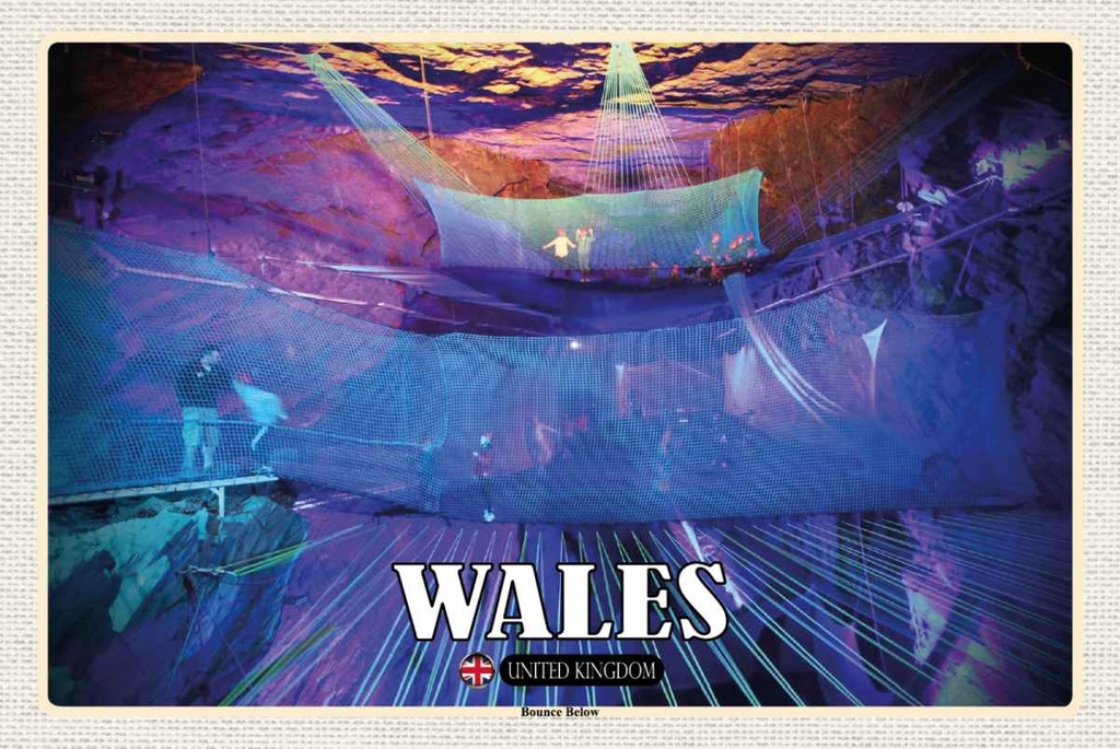 Holzschild 20x30 cm Wales United Kingdom Bounce Below Bildmotiv Reisemotiv Europa
