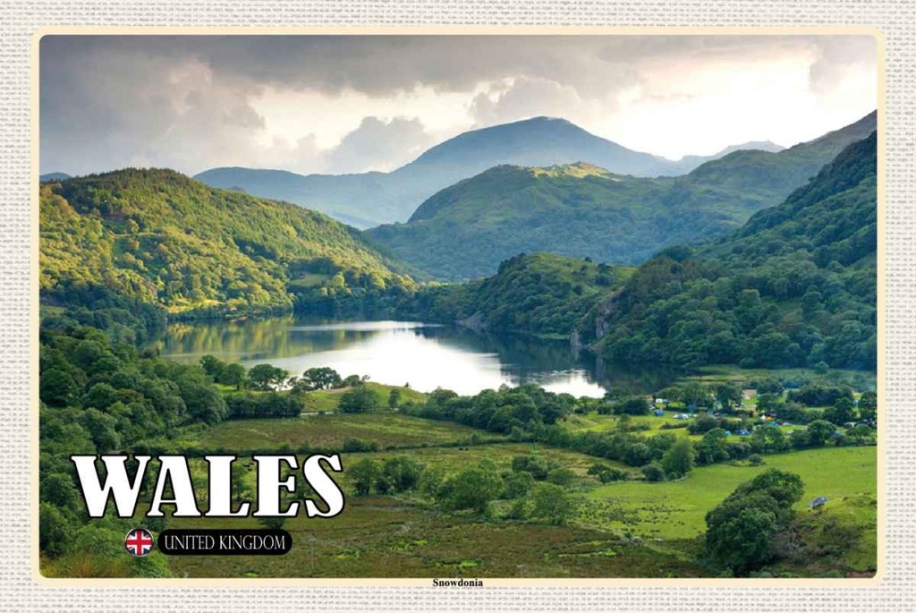 Holzschild 20x30 cm Wales Snowdonia Nationalpark Bildmotiv Reisemotiv Europa