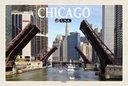 Holzschild 20x30 cm Chicago USA Bridges Brücken Fluss Bildmotiv Reisemotiv Amerika