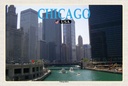 Holzschild 20x30 cm Chicago USA River Fluss Hochhäuser Bildmotiv Reisemotiv Amerika