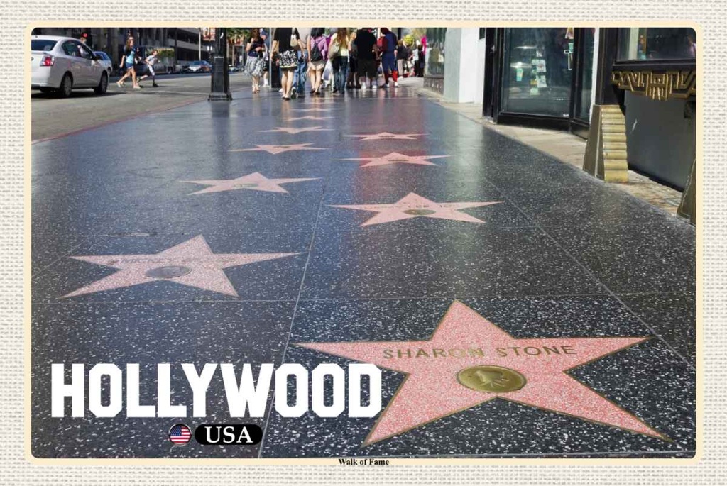 Holzschild 20x30 cm Hollywood USA Walk of Fame Bildmotiv Reisemotiv Amerika