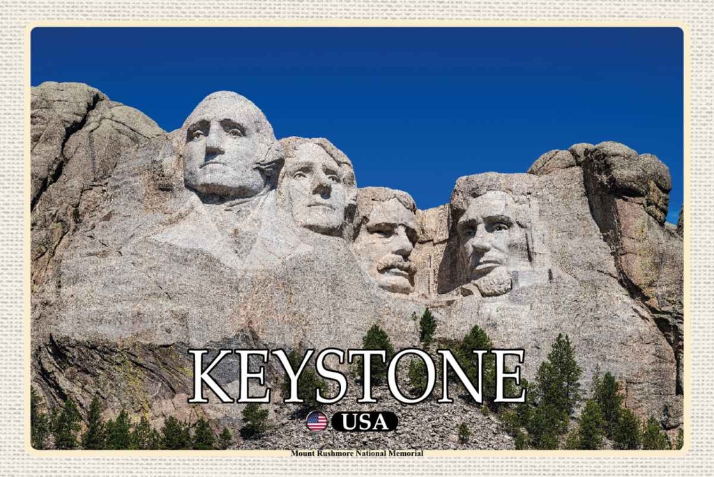 Holzschild 20x30 cm Keystone USA Mount Rushmore Memorial Bildmotiv Reisemotiv Amerika