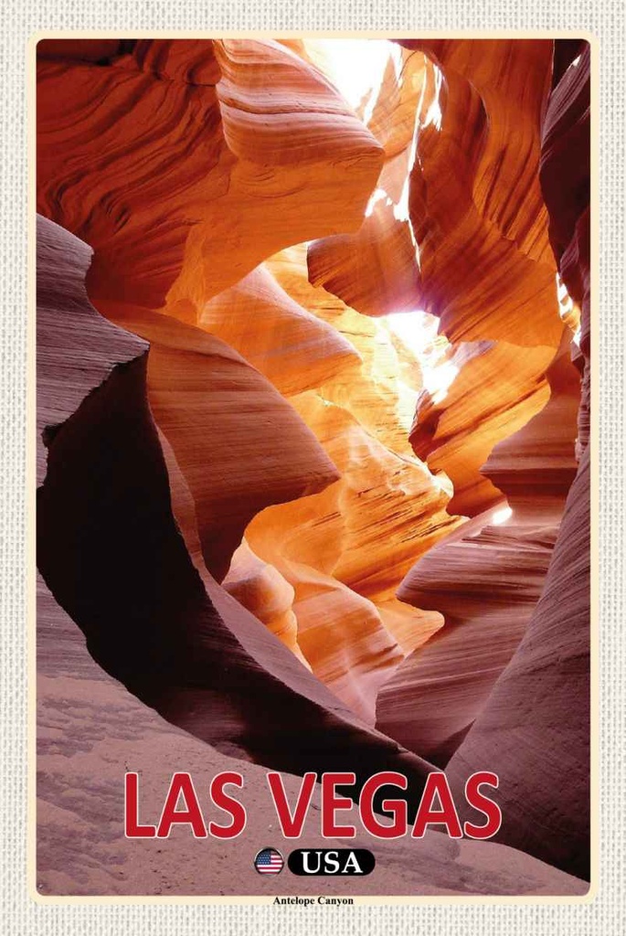 Holzschild 30x20 cm Las Vegas USA Antelope Canyon Bildmotiv Reisemotiv Amerika