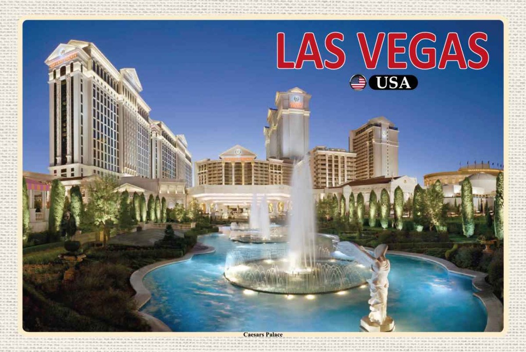 Holzschild 20x30 cm Las Vegas USA Caesars Palace Hotel Casino Bildmotiv Reisemotiv Amerika