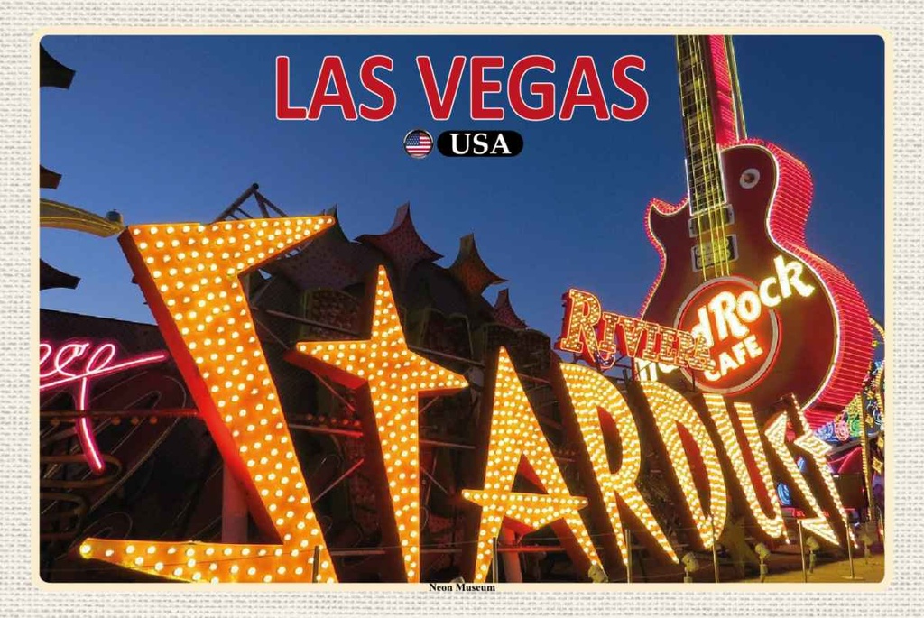 Holzschild 20x30 cm Las Vegas USA Neon Museum Bildmotiv Reisemotiv Amerika