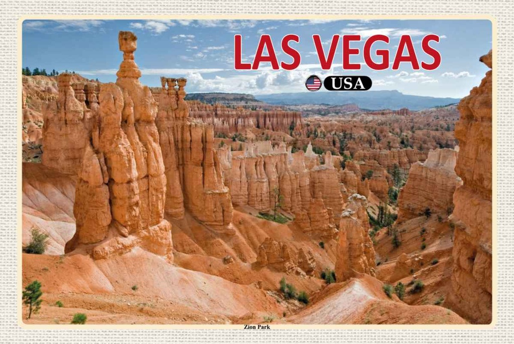 Holzschild 20x30 cm Las Vegas USA Zion Park Bildmotiv Reisemotiv Amerika