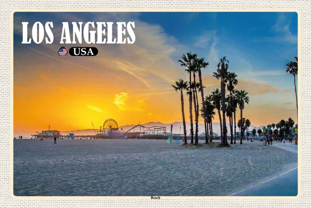 Holzschild 20x30 cm Los Angeles USA Beach Strand Venice Bildmotiv Reisemotiv Amerika
