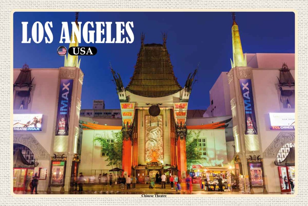 Holzschild 20x30 cm Los Angeles USA Chinese Theatre Deo Bildmotiv Reisemotiv Amerika