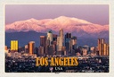 Holzschild 20x30 cm Los Angeles Skyline Berge Wolkenkratzer Bildmotiv Reisemotiv Amerika USA