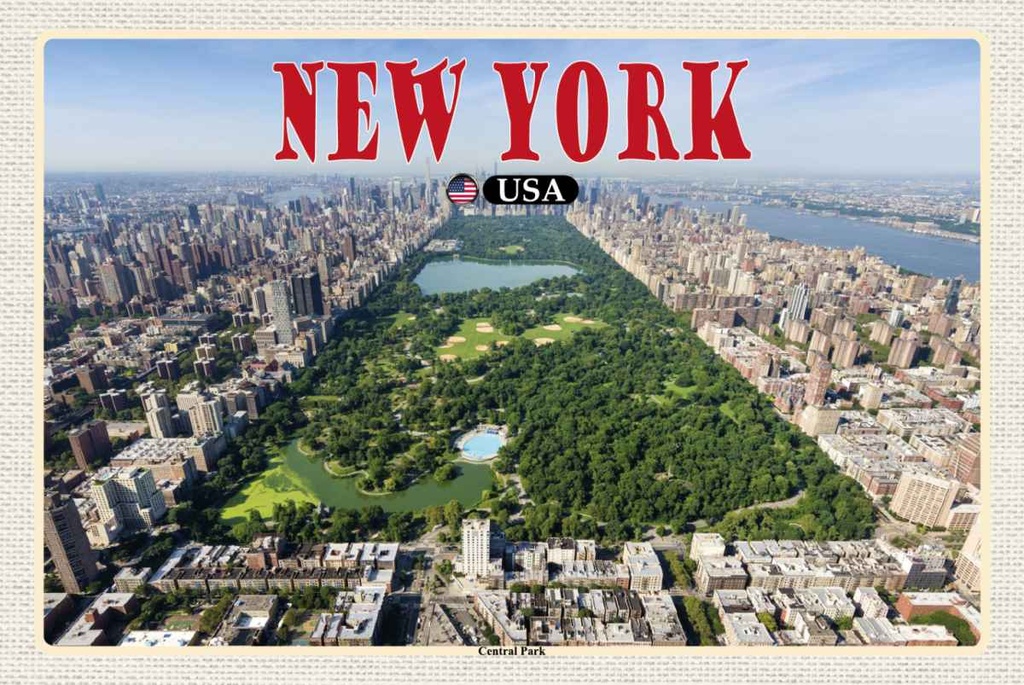 Holzschild 20x30 cm New York USA Central Park Bildmotiv Reisemotiv Amerika
