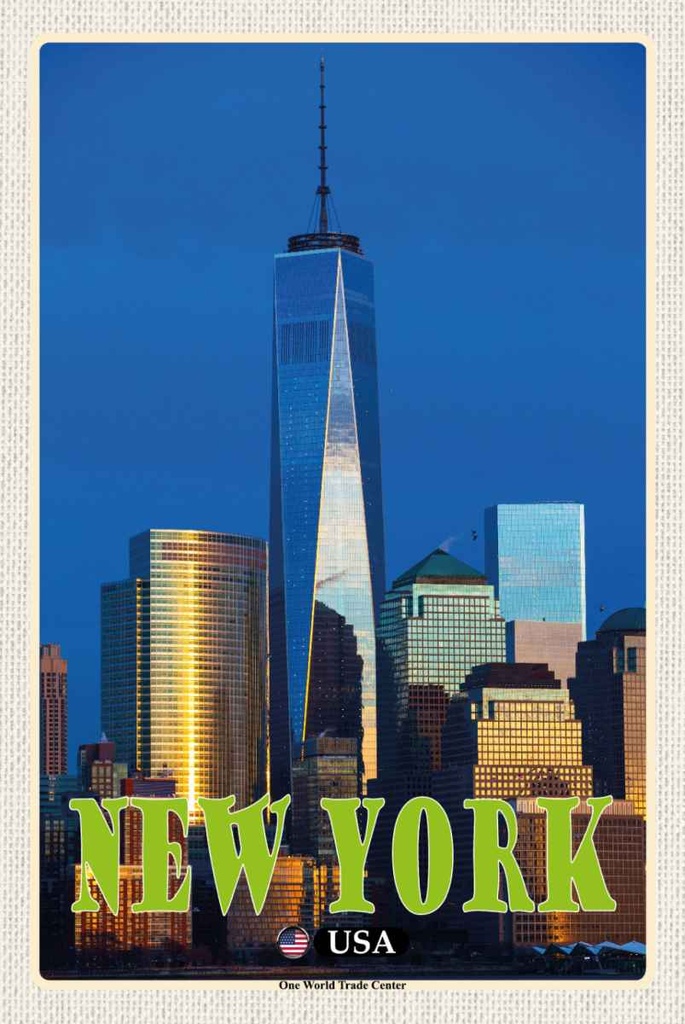 Holzschild 30x20 cm New York USA One World Trade Center Bildmotiv Reisemotiv Amerika