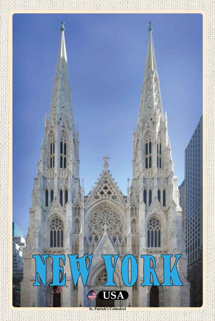 Holzschild 30x20 cm New York USA St. Patrick's Cathedral Bildmotiv Reisemotiv Amerika