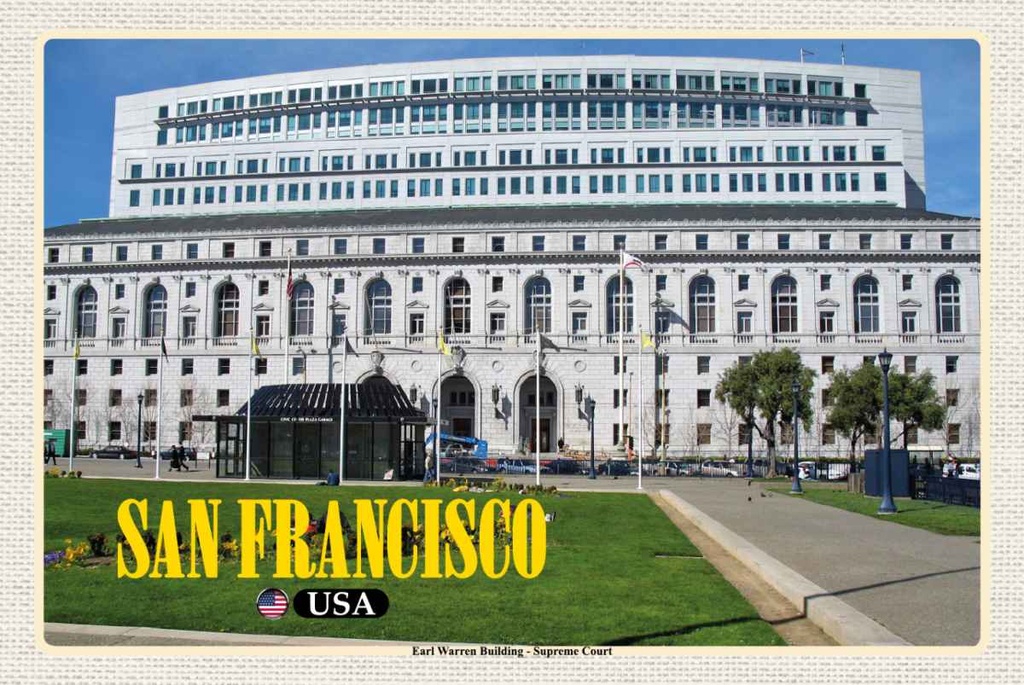 Holzschild 20x30 cm San Francisco Earl Warren Building Gericht Bildmotiv Reisemotiv Amerika USA