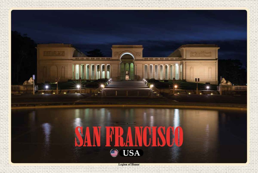 Holzschild 20x30 cm San Francisco USA Legion of Honor Museum Bildmotiv Reisemotiv Amerika
