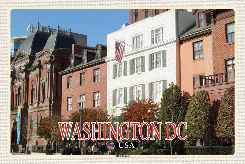 Holzschild 20x30 cm Washington DC USA Blair House Gästehaus Bildmotiv Reisemotiv Amerika
