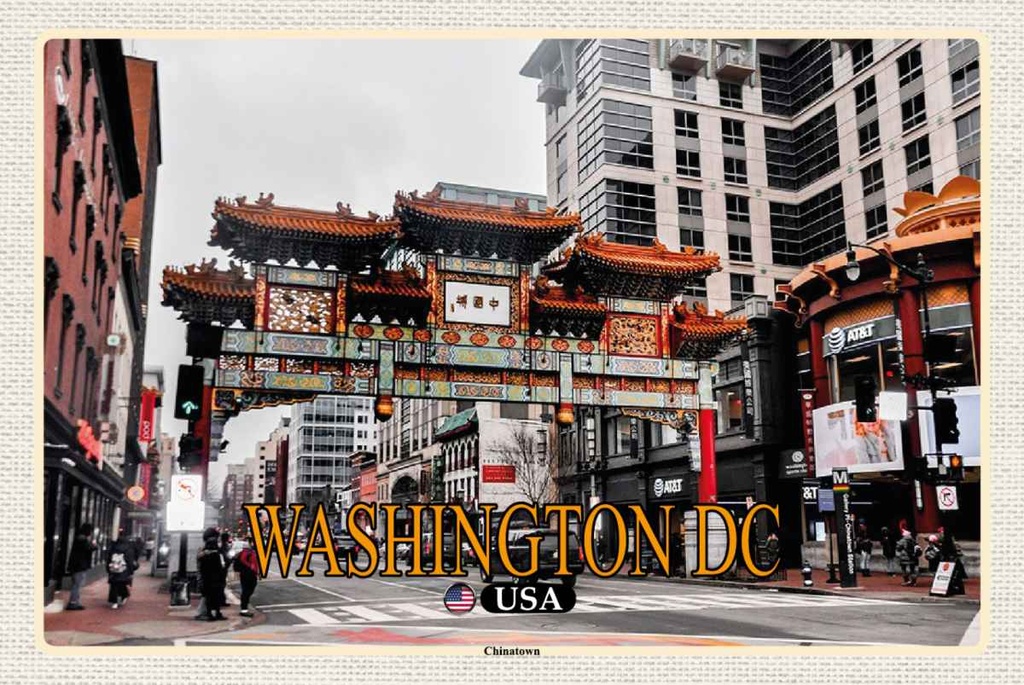 Holzschild 20x30 cm Washington DC USA Chinatown Bildmotiv Reisemotiv Amerika
