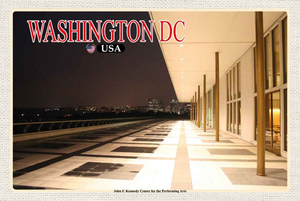 Holzschild 20x30 cm Washington USA JFK Center Performing Arts Bildmotiv Reisemotiv Amerika