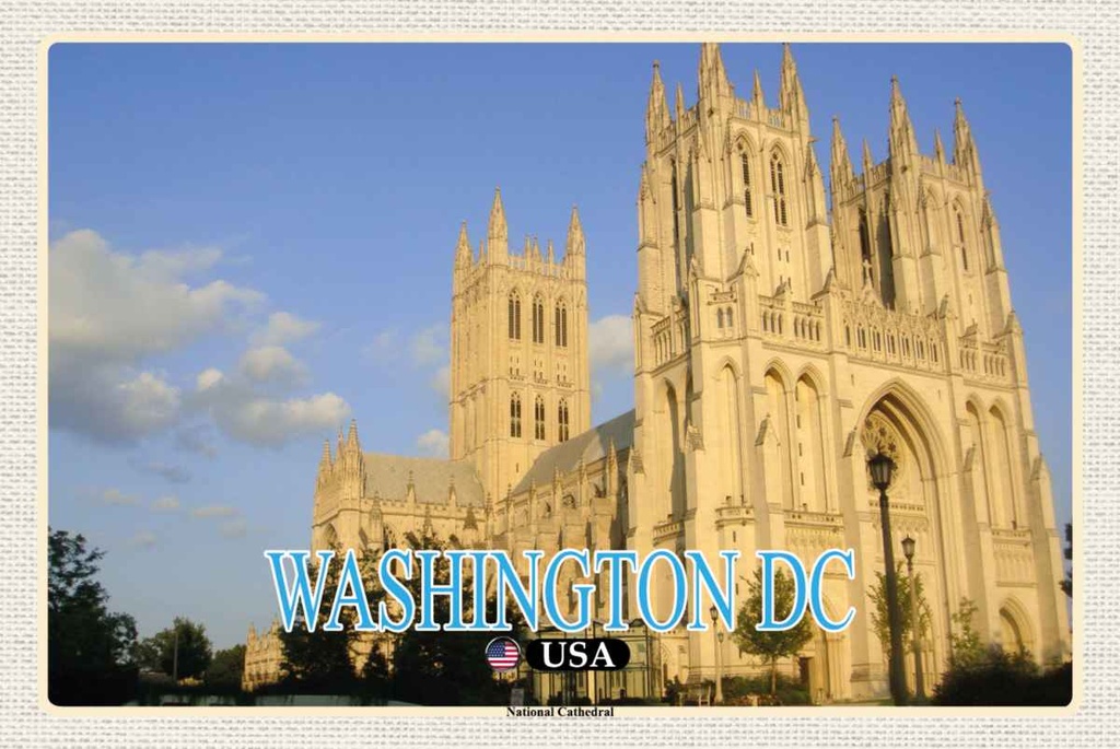 Holzschild 20x30 cm Washington DC USA National Cathedral Bildmotiv Reisemotiv Amerika
