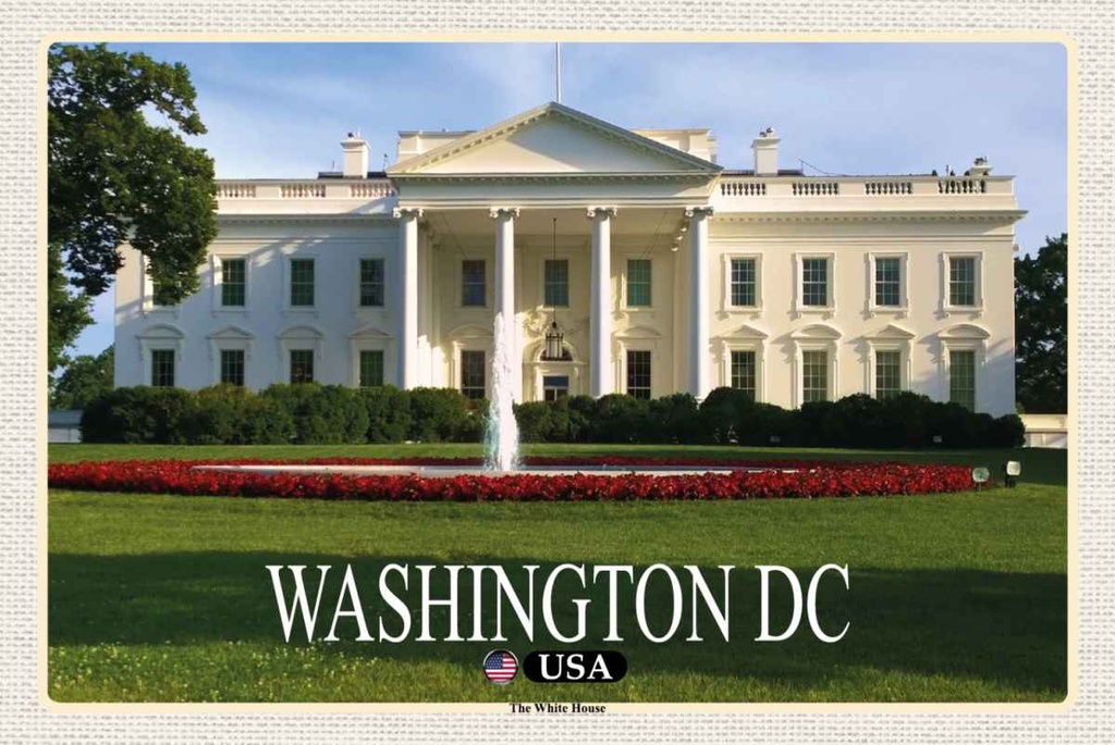 Holzschild 20x30 cm Washington DC USA White House Präsident Bildmotiv Reisemotiv Amerika