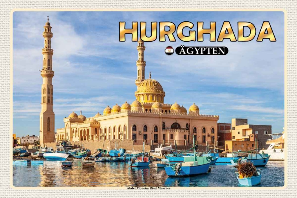 Holzschild 20x30 cm Hurghada Ägypten Abdel Moneim Riad Moschee Bildmotiv Reisemotiv Abenteuer Reisen