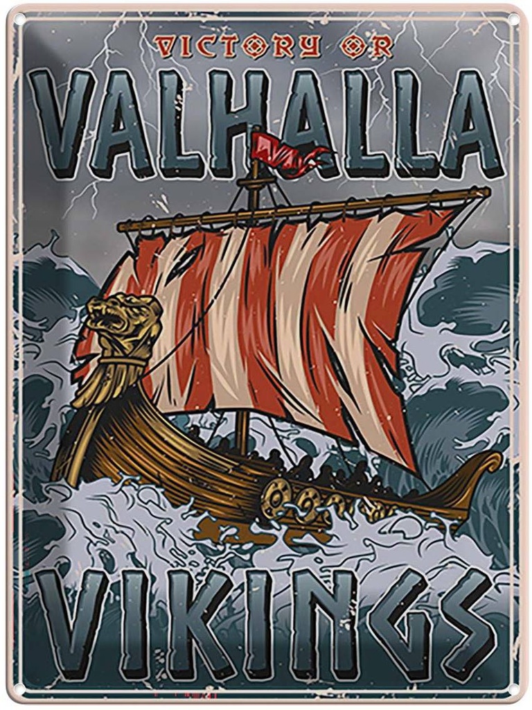 Blechschild 40x30 cm Valhalla Vikings Dekoration