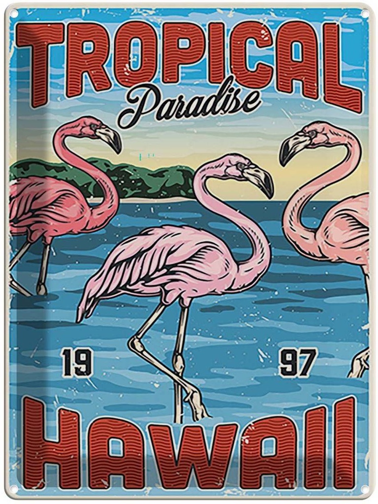 Blechschild 40x30 cm Tropical Paradise Hawaii Dekoration