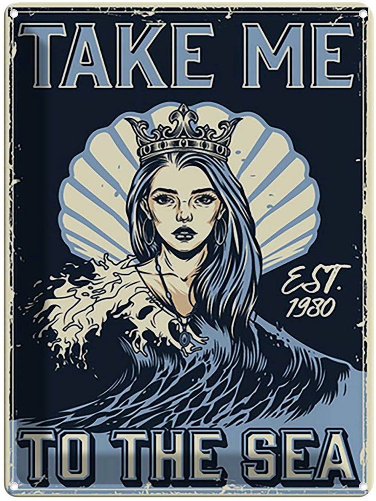 Blechschild 40x30 cm Take me to the sea Dekoration
