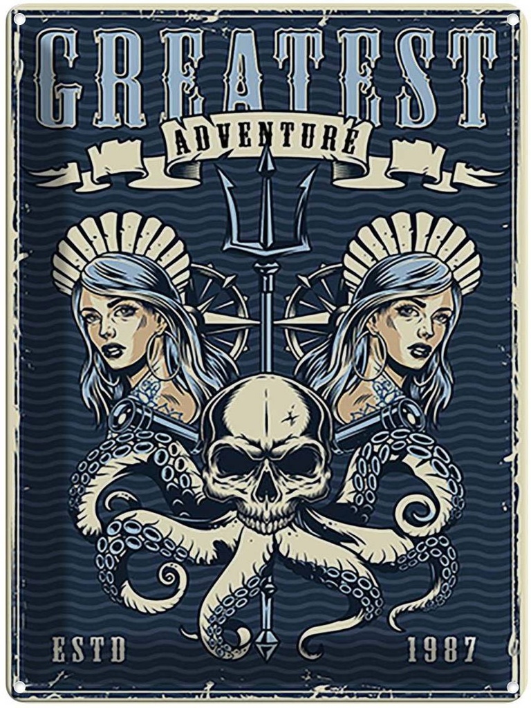 Blechschild 40x30 cm greatest adventure Dekoration
