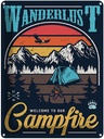 Blechschild 40x30 cm Wanderlus Campfire Outdoor Camping