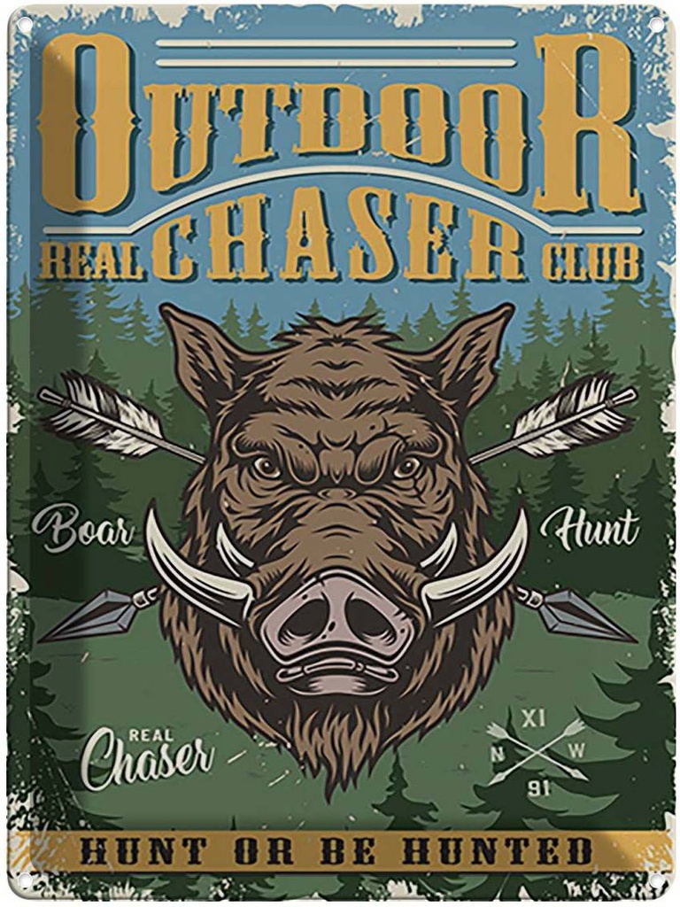 Blechschild 40x30 cm Jagd real chaser club Sport Hobby