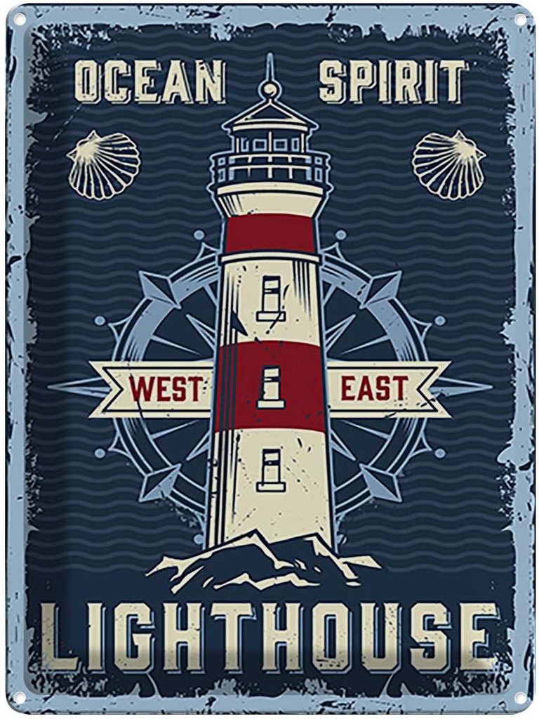 Blechschild 40x30 cm Ocean spirit lighthouse Dekoration