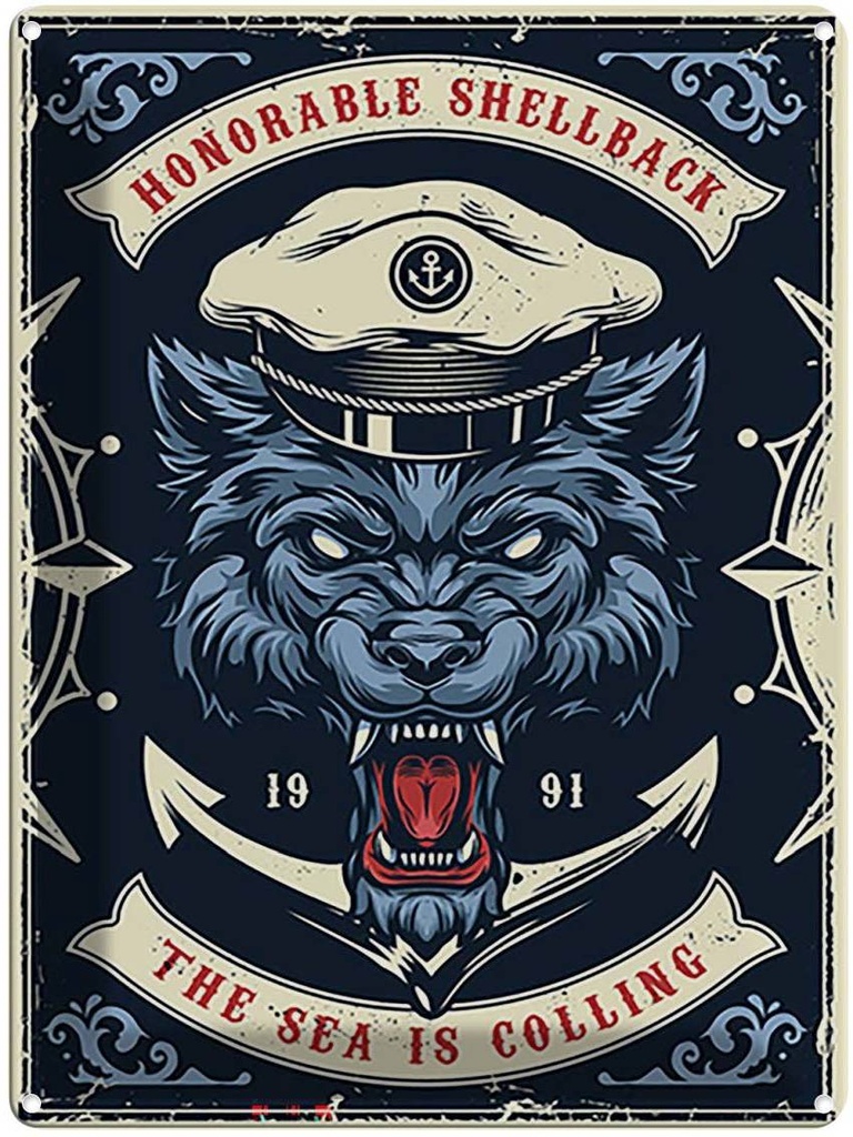 Blechschild 40x30 cm honorable shellback sea Dekoration