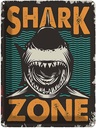Blechschild 40x30 cm Shark Zone Hai See Warnschild Hinweisschild Sicherheit Vorsicht