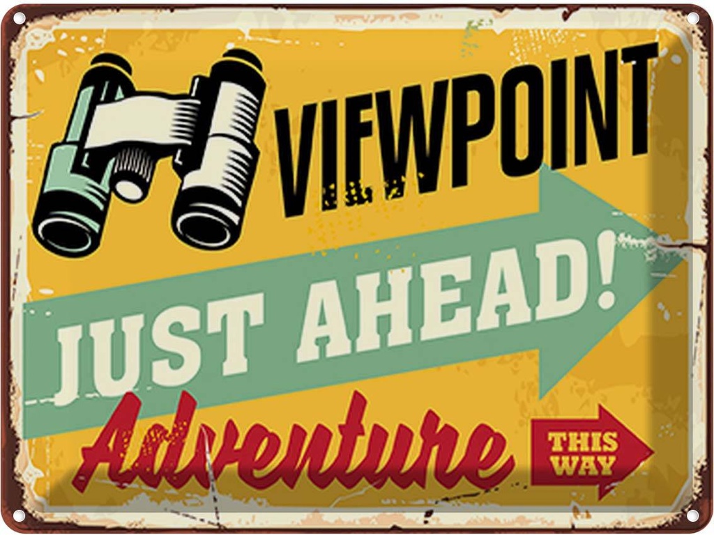 Blechschild 30x40 cm Viewpoint Adventure this way Warnschild Hinweisschild Sicherheit Vorsicht