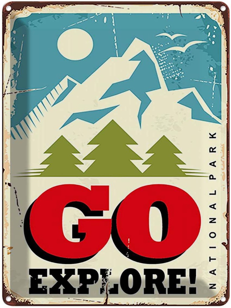 Blechschild 40x30 cm National Park go explore Outdoor Camping